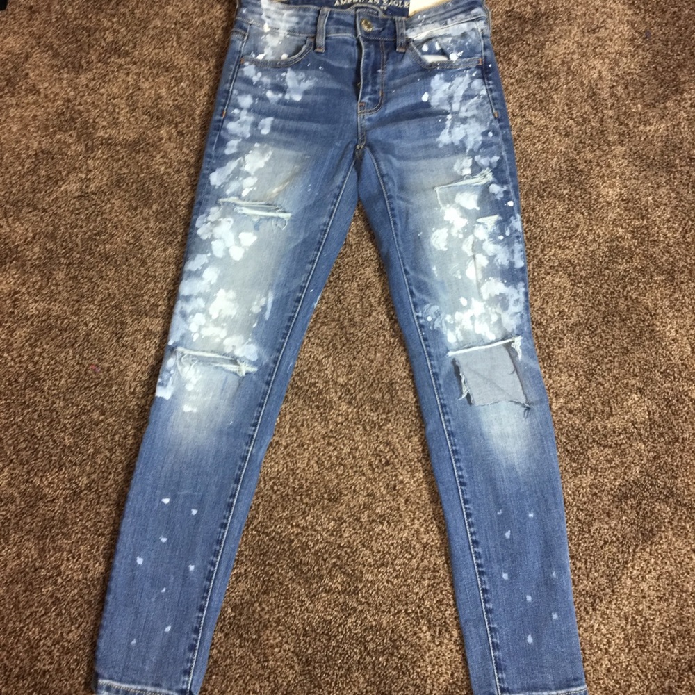 NWT- American Eagle Indigo Splatter Jeans